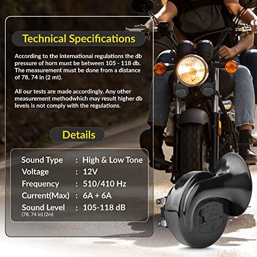 SEGER Trumpet Car Horn Set - Truck Horn - Waterproof - High/Low Tone, 12 Volt, Universal Fit - Original 60B Series – European Made 12V Loud Car Horns with Brackets and Assembly Kit - Image 4
