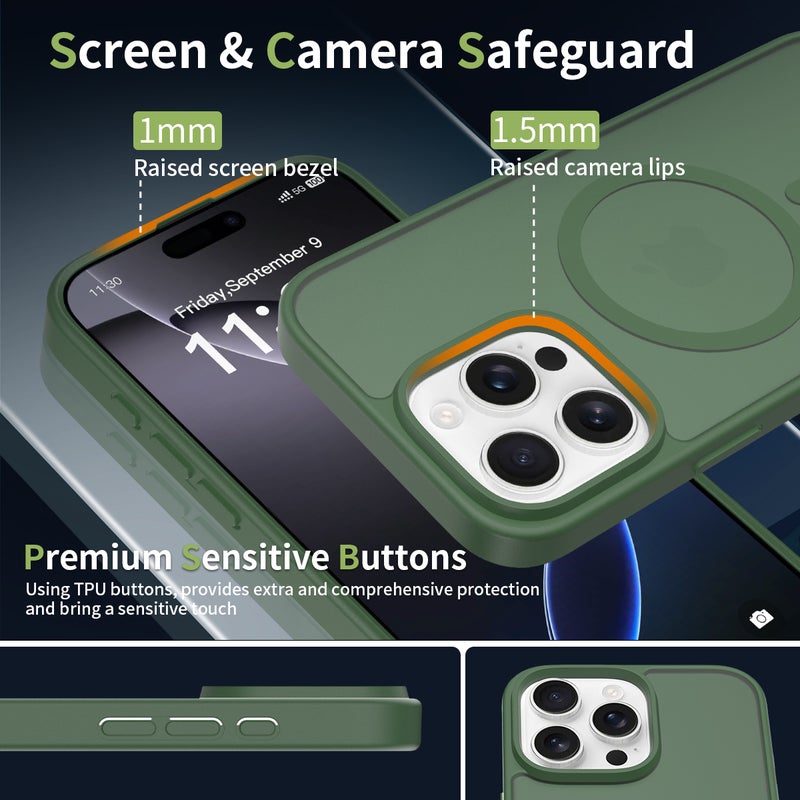iPhone15Plus MagSafe Case Magnetic Back Cover,【Full Shockproof Protection】Translucent Matte Back - Image 3