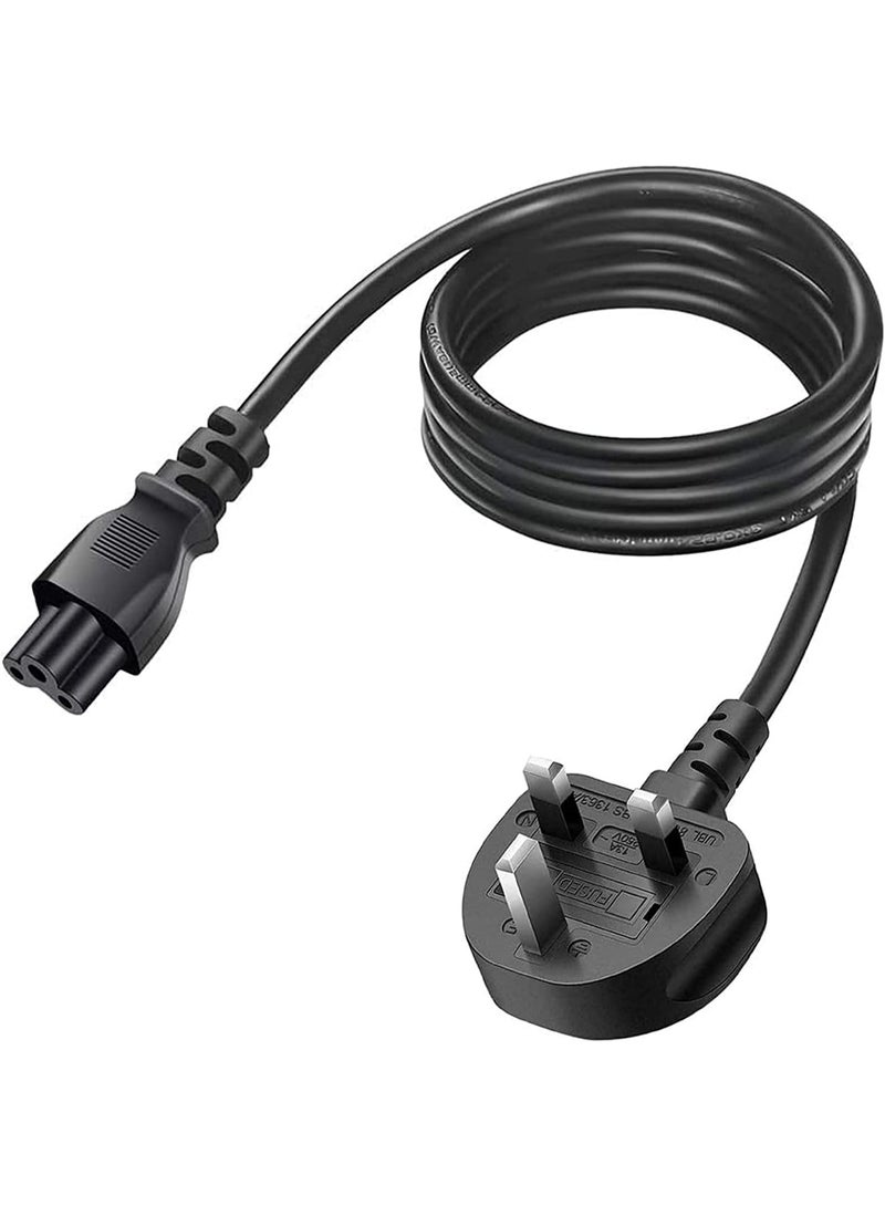 TP-BRIDGE 3 Pin Laptop Power Cable 1.5M | UK Plug Cloverleaf C5 Charger Cord | For Laptop, PC, Printer - Image 2