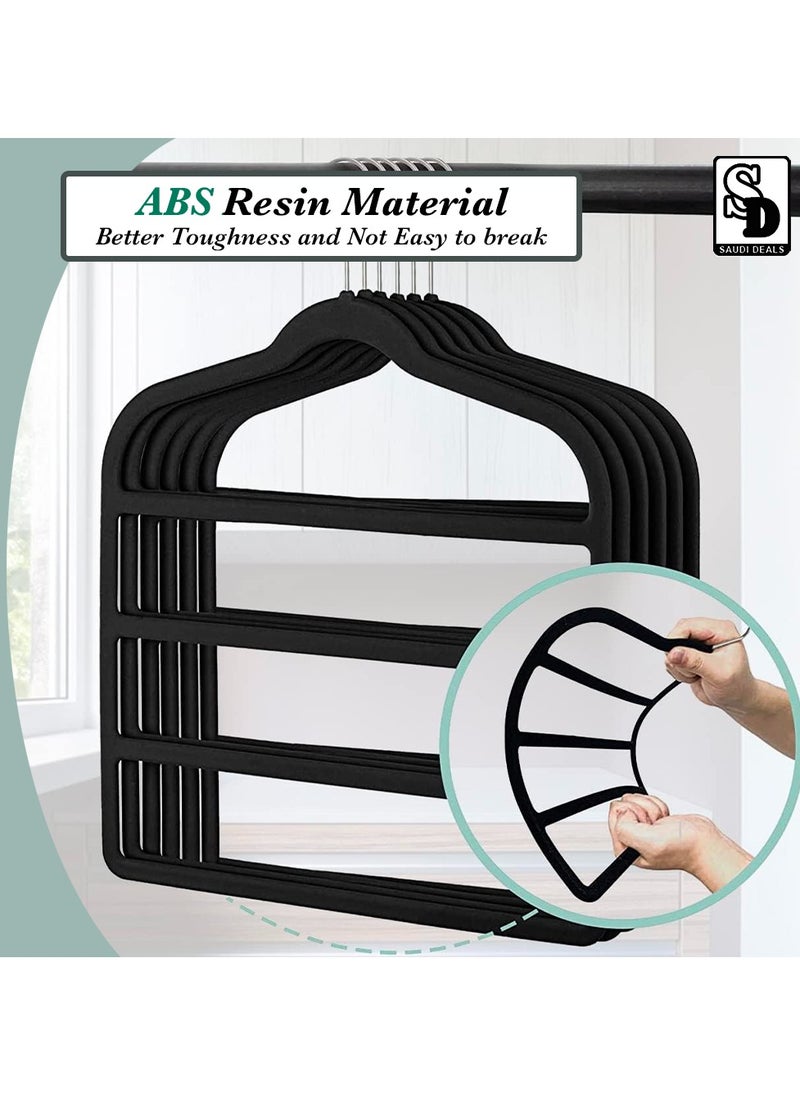 Saudi Deals Hangers Non Slip Space Saving Hangers Multi-Layer Swing Arm Velvet Pant Hanger 4Tier Space Saver Hanger for Pants Jeans Scarf Trouser Tie Towel Silk Clothes  - Image 2