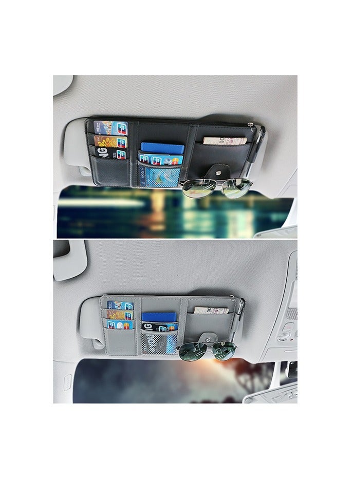 Generic Car Visor Card Clip Organizer - Glasses Clip, Ticket Holder, Document Storage - Interior Accessories for Car Sun Visor(Gray)  - Image 2