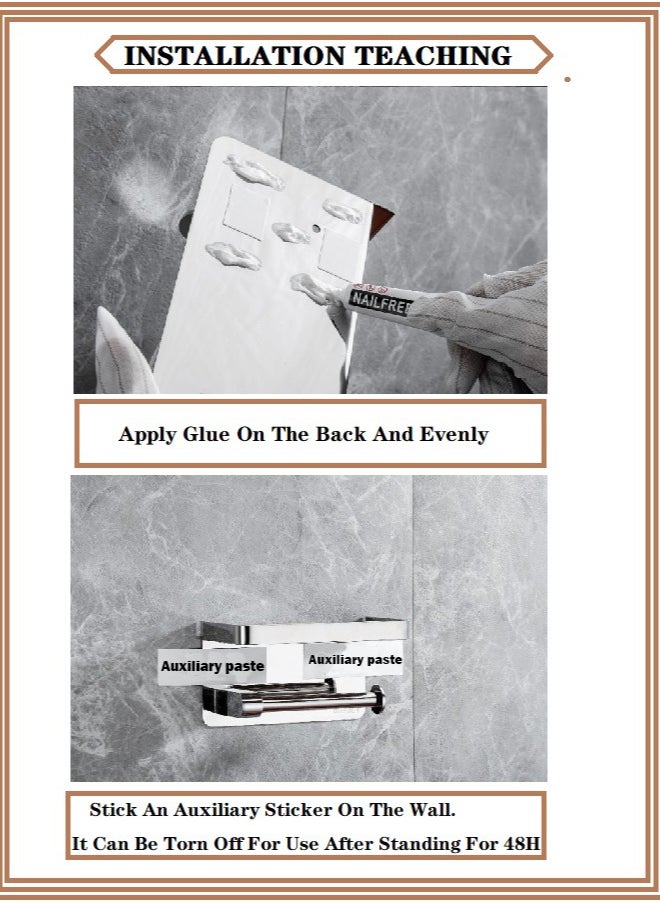 Generic Stainless Steel Toilet Paper Holder Toilet Mobile Phone Holder Black With Cover  - Image 3
