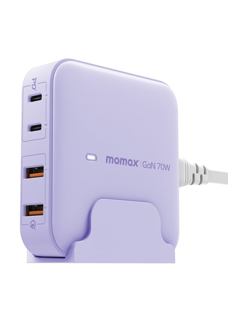 Momax Oneplug Desktop Charger With GaN 4-Port 70W - Purple - Image 1