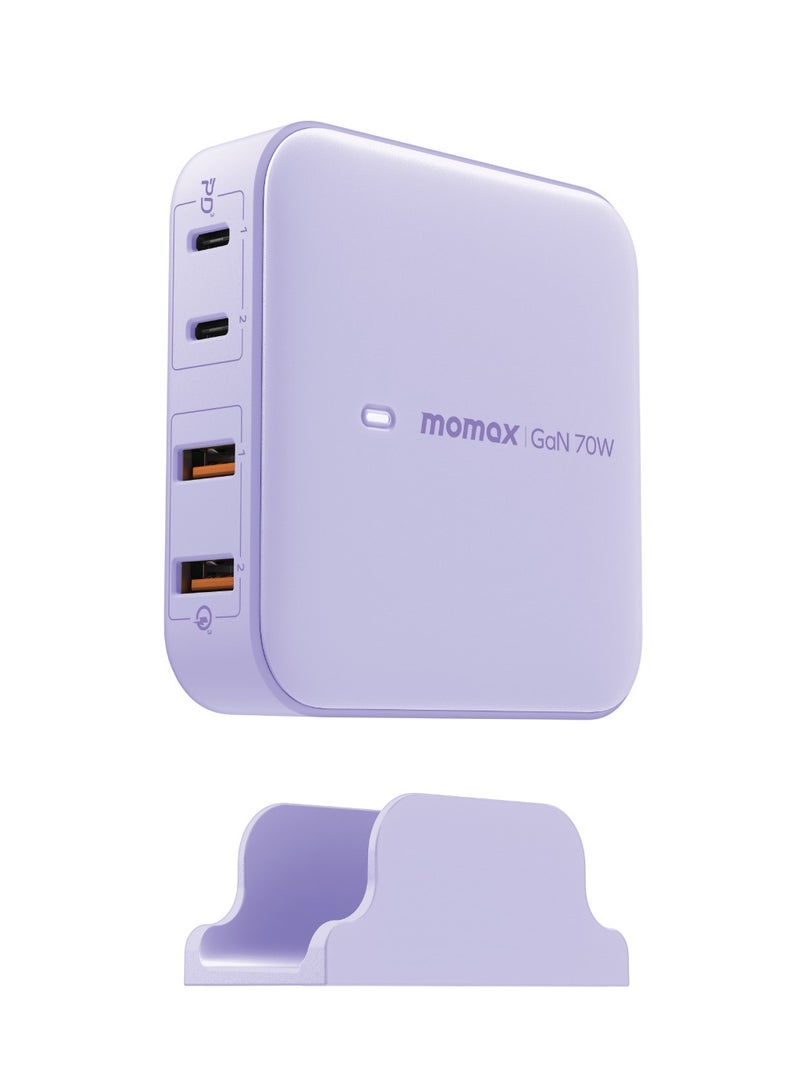 Momax Oneplug Desktop Charger With GaN 4-Port 70W - Purple - Image 2