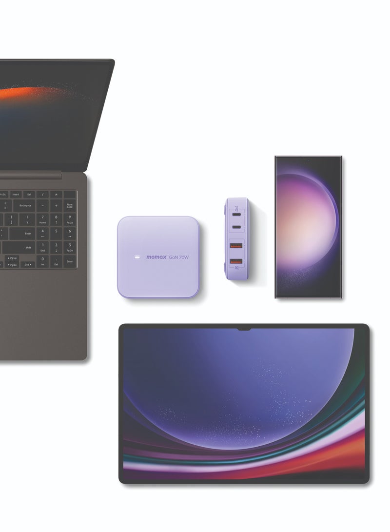 Momax Oneplug Desktop Charger With GaN 4-Port 70W - Purple - Image 3