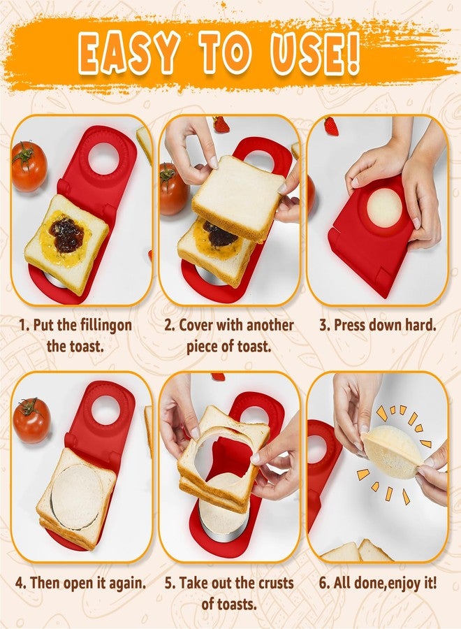 GLSY Metal Sandwich Cutter and Sealer - Round Crustless Sandwich Cutter for Peanut Butter and Jelly‌ Sandwich Maker, PB&J Snacks Party Food Prep - Image 4