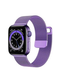 YOMNA YOMNA Magnetic Metal Milanese Loop Band Compatible with Apple Watch Band 42mm 44mm 45mm 49mm, Adjustable Stainless Steel Mesh Strap Replacement for iWatch Series Ultra SE 8 7 6 5 4 3 2 1- Lavender  - Image 1