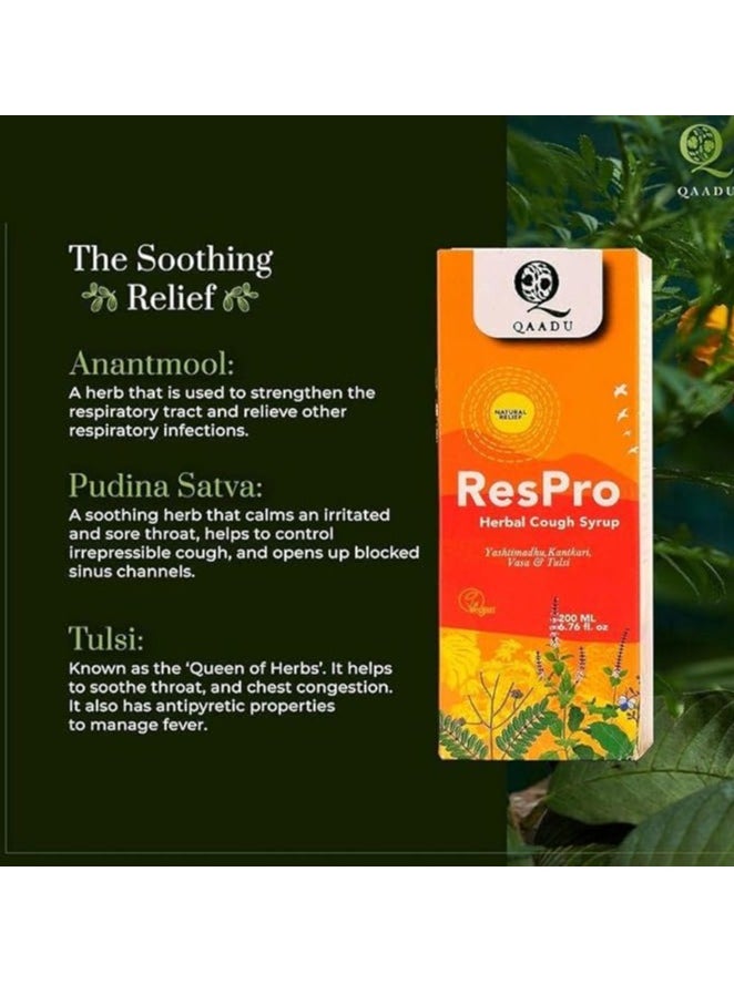 QAADU Respro Cough Syrup 200Ml  - Image 2