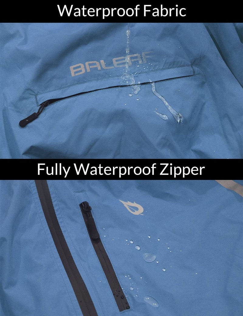 baleaf Mens Cycling Rain Jacket Windbreaker Waterproof Running Gear Golf Mountain Biking Hood Lightweight Reflective Blue XL - Image 5