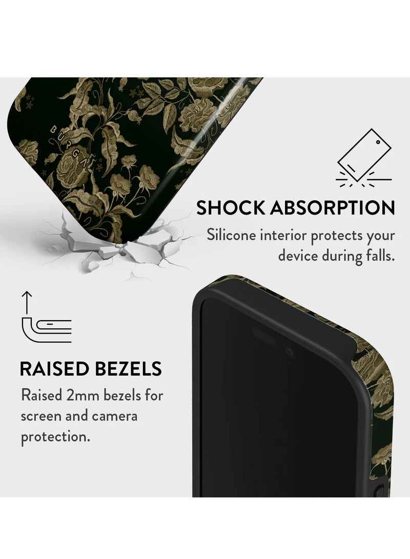 BURGA Premium Case Compatible with iPhone 16 Pro - Hybrid Dual-Layer Hard Shell + Silicone Protection - Destiny Jade Stone Design with Gold Glitter Marble - Scratch-Resistant Shockproof Cover -Destiny - Image 3