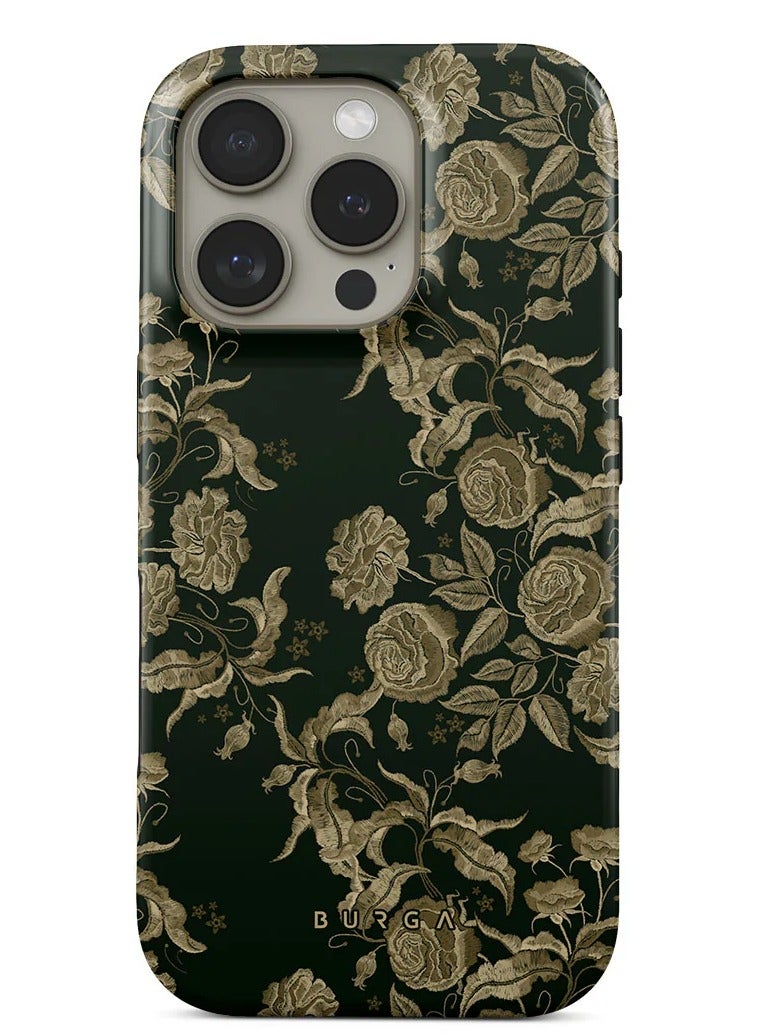 BURGA Premium Case Compatible with iPhone 16 Pro - Hybrid Dual-Layer Hard Shell + Silicone Protection - Destiny Jade Stone Design with Gold Glitter Marble - Scratch-Resistant Shockproof Cover -Destiny - Image 1