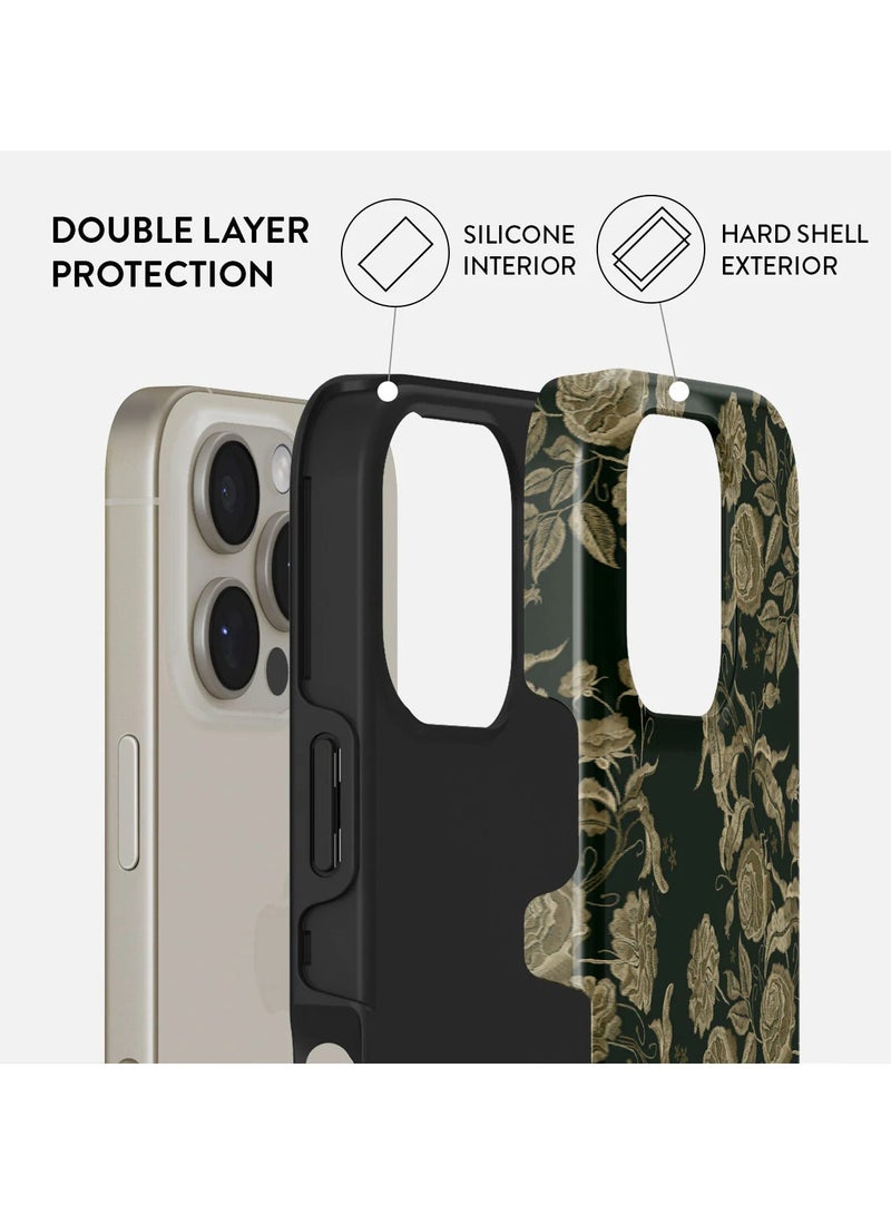 BURGA Premium Case Compatible with iPhone 16 Pro - Hybrid Dual-Layer Hard Shell + Silicone Protection - Destiny Jade Stone Design with Gold Glitter Marble - Scratch-Resistant Shockproof Cover -Destiny - Image 2