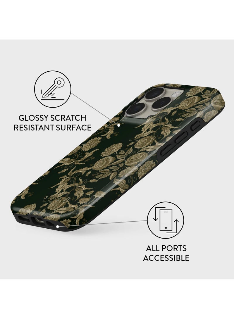 BURGA Premium Case Compatible with iPhone 16 Pro - Hybrid Dual-Layer Hard Shell + Silicone Protection - Destiny Jade Stone Design with Gold Glitter Marble - Scratch-Resistant Shockproof Cover -Destiny - Image 5