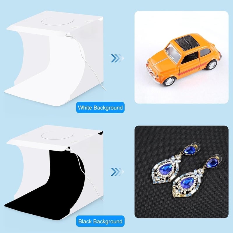 Excefore 9-Inch Portable Mini Light Box with 20 LED Photo Studio Tent, Professional Tabletop Photography Lighting Kit for Small Product Photography and E-commerce Shooting - Image 2
