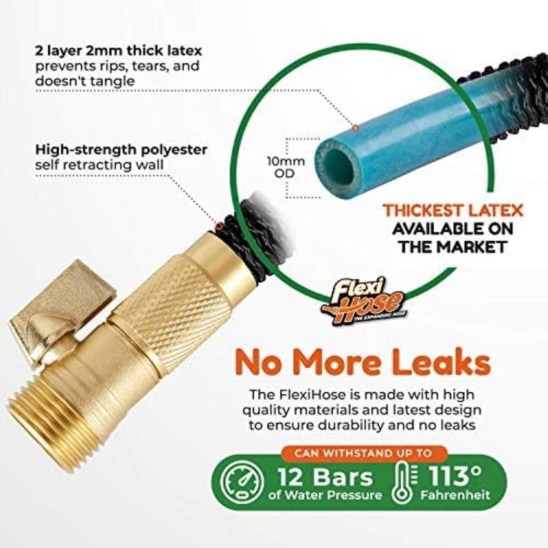 Flexi Hose Lightweight Expandable Garden Hose, 150FT -Retractable Garden Hose, Water Hose - No-Kink Flexibility, 3/4 Inch Solid Brass Fittings and Double Latex Core - Image 4
