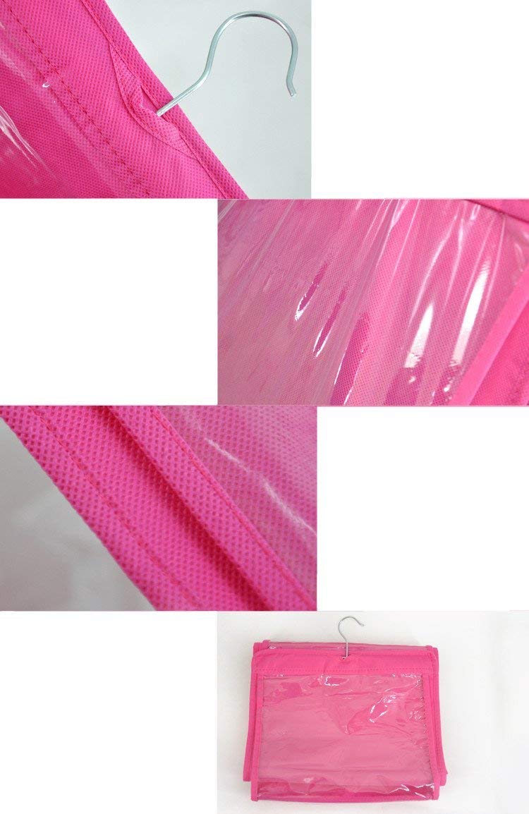 Everbuy Hanging Handbag Organizer DustProof Storage Holder Bag Wardrobe Closet for Purse Clutch with 6 Pockets Pink - Image 4