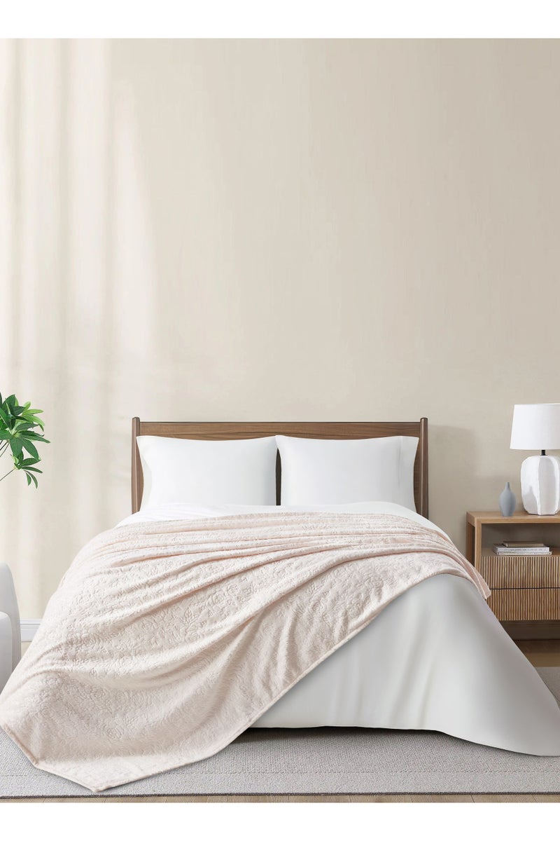 Donetella Fleece Blanket, Single Size 170x240 cm, 300 GSM, Floral Texture - Lightweight Ultra Soft & Warm Solid Throw Blanket, Cozy for Sofa, Bed & Couch  - Image 1
