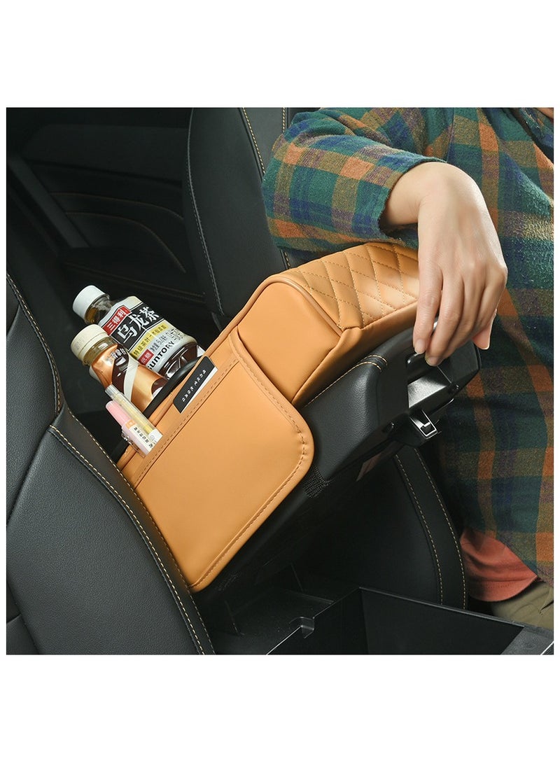 بلو فاير وسادة مسند ذراع السيارة متعددة الوظائف بضغط مدمج – وسادة مريحة فاخرة من الإسفنج المرن والجلد مع فتحة لتخزين الهاتف – تصميم مريح لتخفيف التعب أثناء القيادة – تناسب جميع أنواع السيارات – قاعدة غير قابلة للانزلاق وسهلة التركيب لمزيد من الراحة والأناقة في السيارة - Image 3