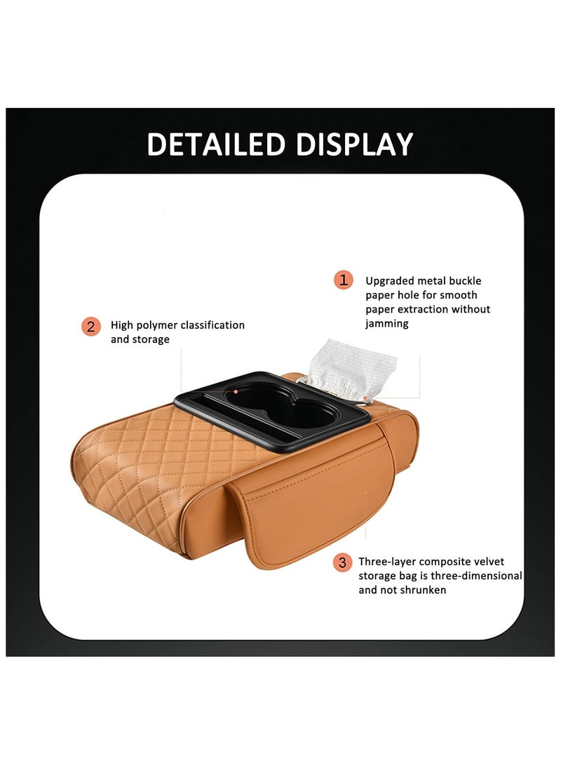 بلو فاير وسادة مسند ذراع السيارة متعددة الوظائف بضغط مدمج – وسادة مريحة فاخرة من الإسفنج المرن والجلد مع فتحة لتخزين الهاتف – تصميم مريح لتخفيف التعب أثناء القيادة – تناسب جميع أنواع السيارات – قاعدة غير قابلة للانزلاق وسهلة التركيب لمزيد من الراحة والأناقة في السيارة - Image 4