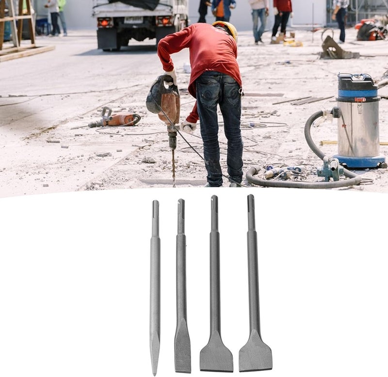 Durable Round Shank Electric Hammer Chisel Bit Set for Concrete, Efficient Pointed Flat Bits, Sturdy Material for Quick Installation, Complete Tasks with Ease, 4Pcs Chisel Bit Kit for DIY - Image 4