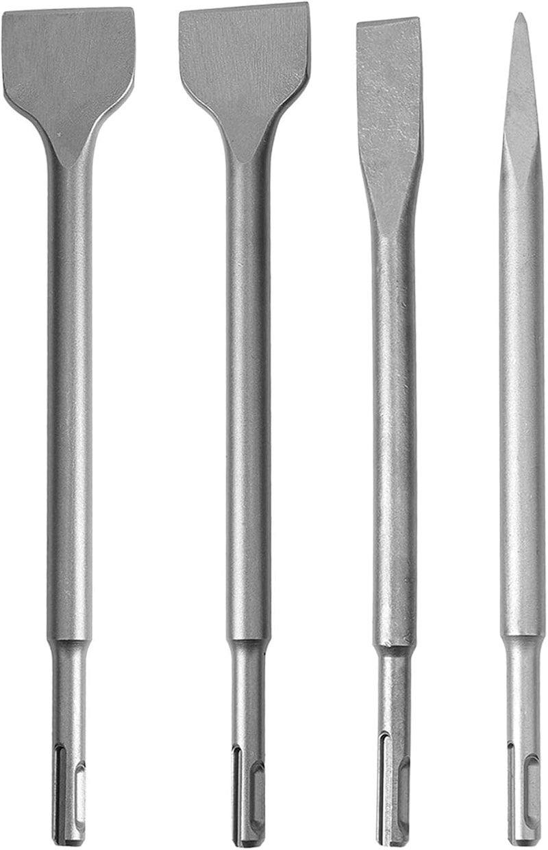 Durable Round Shank Electric Hammer Chisel Bit Set for Concrete, Efficient Pointed Flat Bits, Sturdy Material for Quick Installation, Complete Tasks with Ease, 4Pcs Chisel Bit Kit for DIY - Image 1
