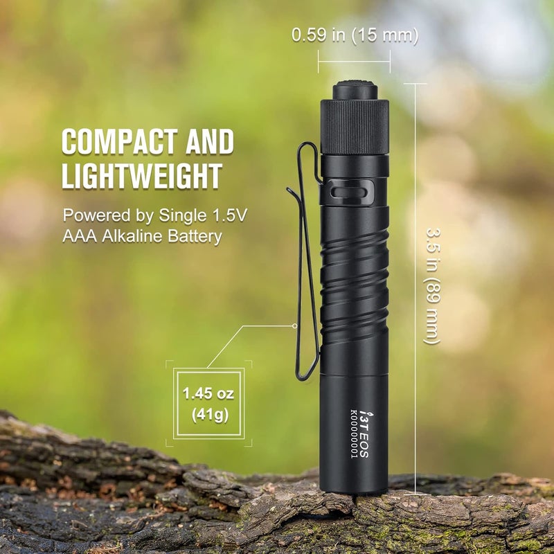 OLIGHT I3T EOS 180 Lumens Dual-Output Slim EDC Flashlight for Camping and Hiking, Tail Switch Flash Light with AAA Battery (Black) - Image 5