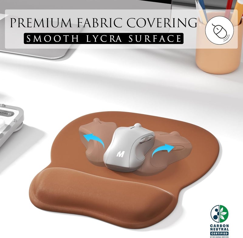 MROCO Ergonomic Mouse Pad with Gel Wrist Rest, Comfortable Mousepad with Smooth Wrist Support Surface and Non-Slip PU Base for Pain Relief, Computer, Laptop, Office & Home, 9.4 x 8.1 in, Coffee Brown - Image 2