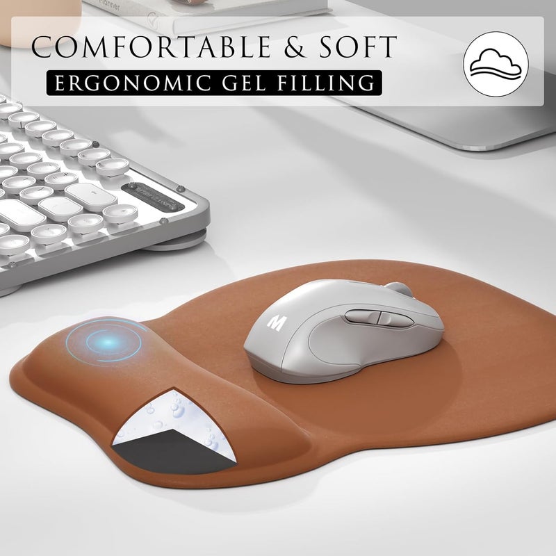 MROCO Ergonomic Mouse Pad with Gel Wrist Rest, Comfortable Mousepad with Smooth Wrist Support Surface and Non-Slip PU Base for Pain Relief, Computer, Laptop, Office & Home, 9.4 x 8.1 in, Coffee Brown - Image 4
