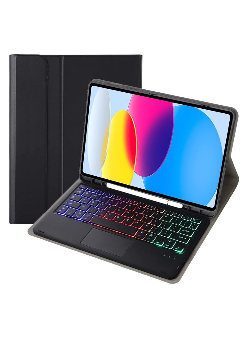 Arabic and English Backlit Keyboard Case for 11th Generation (A16) 11-inch 2025, Bluetooth Smart Magnetic Removable Touch Keyboard Case with Pen Slot, Multi-View Stand