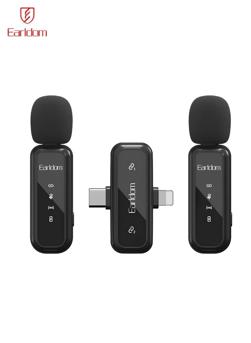 أيرلدوم ميكروفون لاسلكي صغير الحجم لأجهزة أندرويد وآبل، بمنفذ USB-C ومنفذ Lightning - سهل الاستخدام، مزود بعلبة شحن وسماعة أذن - ميكروفونان لليوتيوب، تيك توك، البث المباشر، التدوين المرئي، البودكاست، المقابلات، والألعاب - Image 1