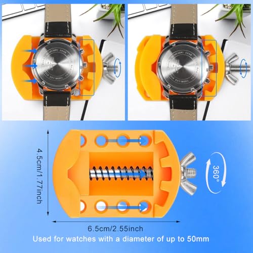 Serplex® Watch Repair Tool Kit with Case Opener, Tweezers, Precision Screwdriver & Case Holder, Watch Back Removal Tool Set with Accessories for Battery Replacement, Only for Grooved Watches - Image 3