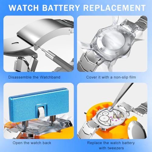 Serplex® Watch Repair Tool Kit with Case Opener, Tweezers, Precision Screwdriver & Case Holder, Watch Back Removal Tool Set with Accessories for Battery Replacement, Only for Grooved Watches - Image 4