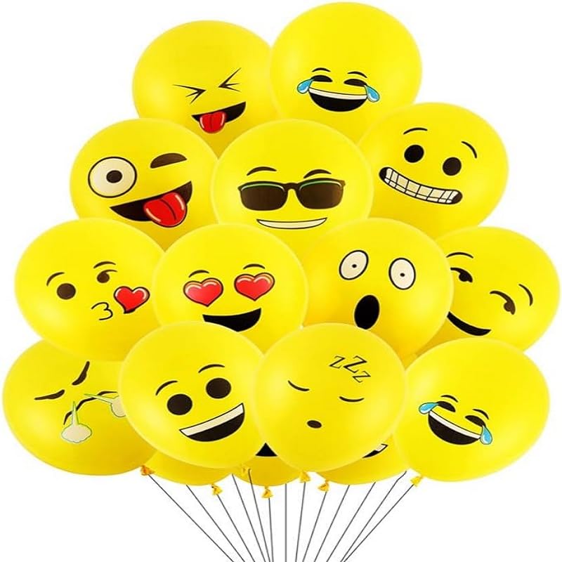 PeStary 50 Ct 12 inches Smile Printed Balloons Cartoon Happy Birthday Party Fun Emotion Smiley Face Balloon Decorations Yellow Fun Balloons - Image 5