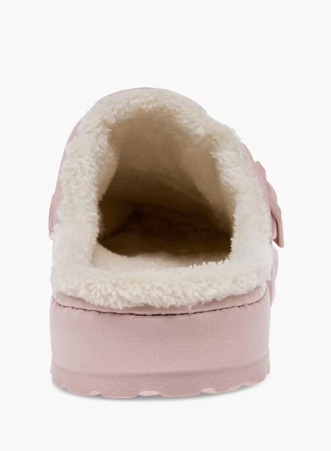 لو كونفورت شباشب نسائية منزلية مبطنة بالفرو مع تفاصيل مشبك