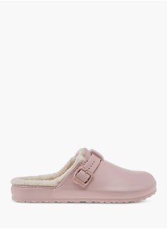Le Confort Women Solid Bedroom Mules with Fur Accent and Buckle Detail  - Image 2