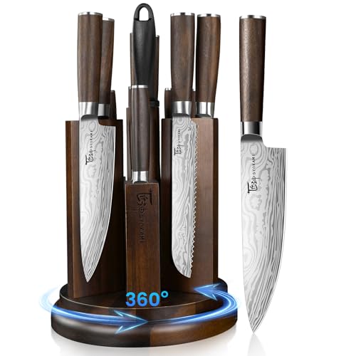 SYOKAMI 2026 Upgrade Knife Set 14 Piece Japanese Style Kitchen Knife Set With 360° Rotatable Magnetic Block, Sharp High Carbon Stainless Steel Knives Sets with Steak Knives and Sharpener, Gift for Mom - Image 1
