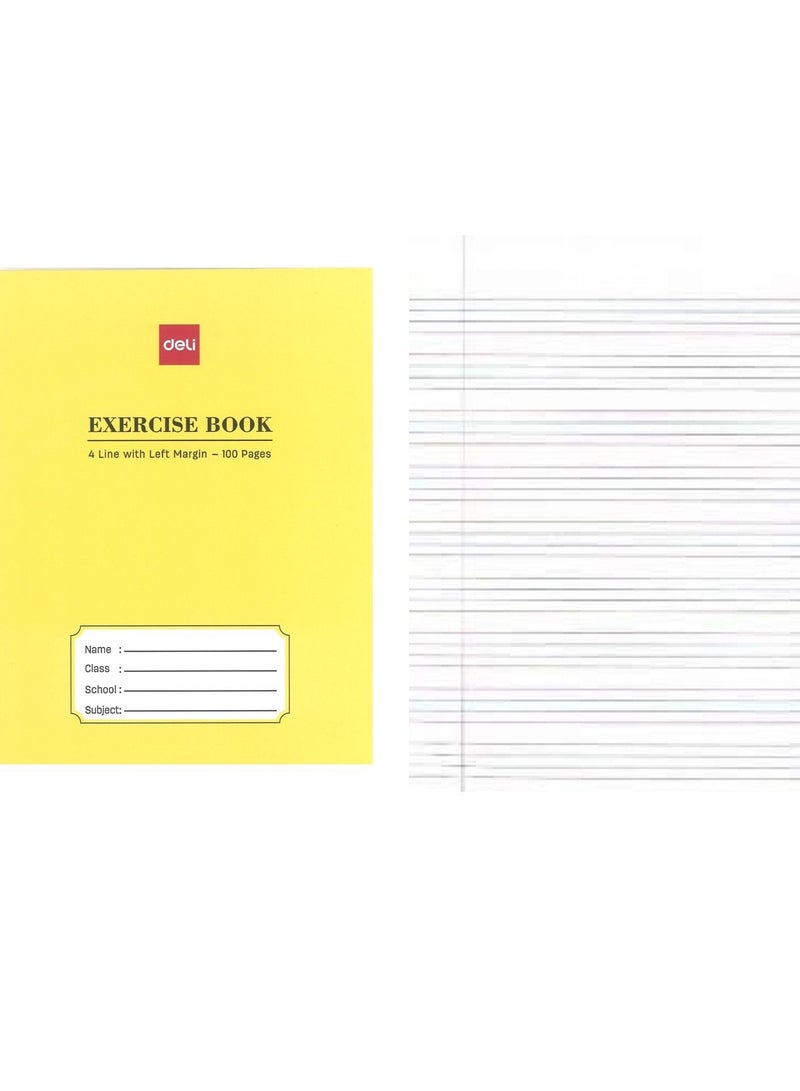 Deli 6-Piece Four Line Notebook With Left margin A5 Size 100 Pages - Image 3