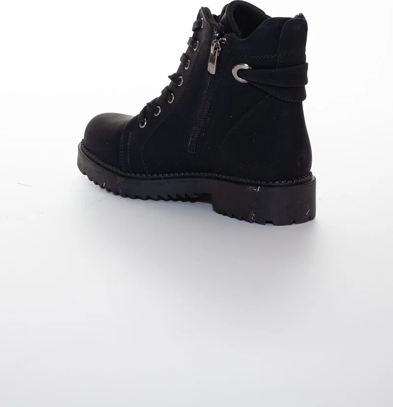 Dilimler Ayakkabı Slices Shoes Black Women's Boots with Back Detail