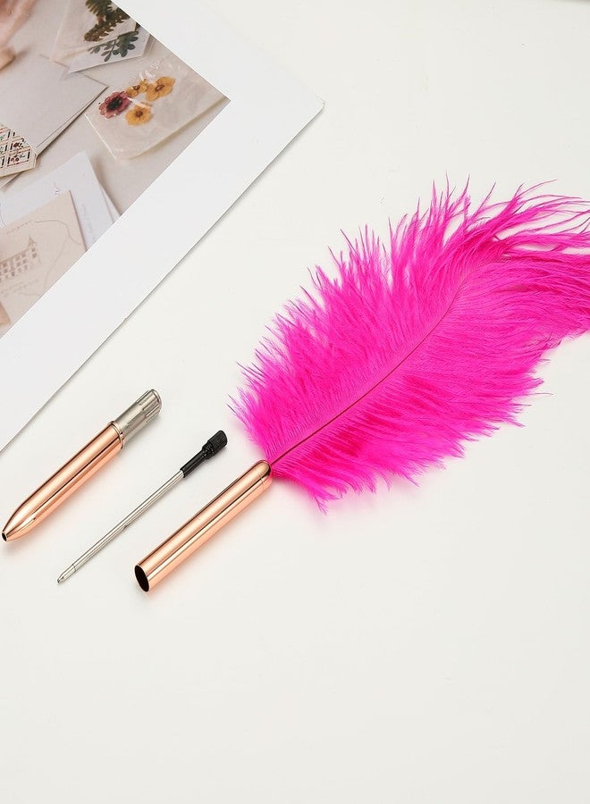 PATIKIL 1.0mm Feather Ballpoint Pens Bulk, Black Ink Vintage Plated Rod Quill Writing Pens for Office Wedding Guest Signature Style 1, Pink - Image 3