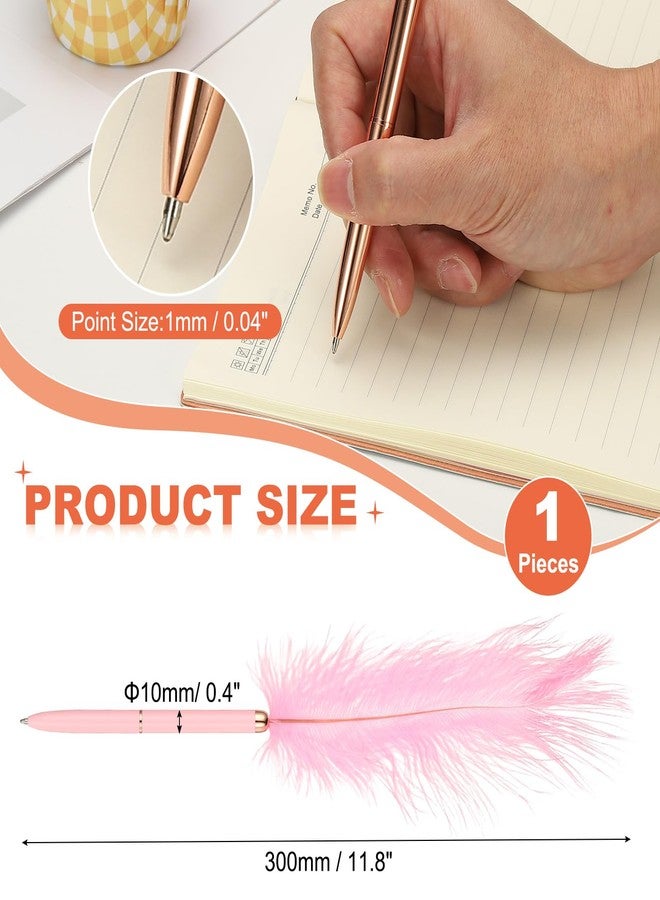 PATIKIL 1.0mm Feather Ballpoint Pens Bulk, Black Ink Vintage Plated Rod Quill Writing Pens for Office Wedding Guest Signature Style 1, Pink - Image 2