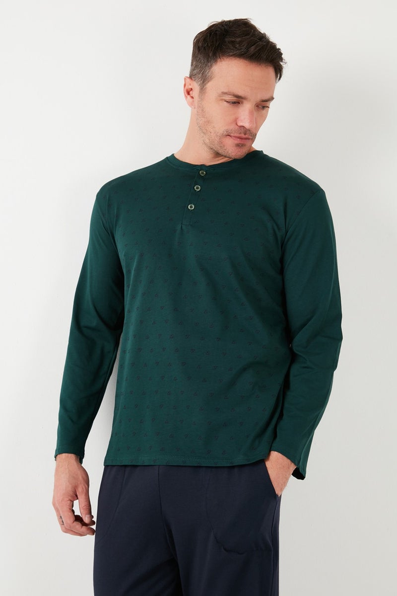 Buratti طقم بيجاما قطن عادي مناسب بأكمام طويلة للرجال مع خصر مرن 6572008  - Image 3