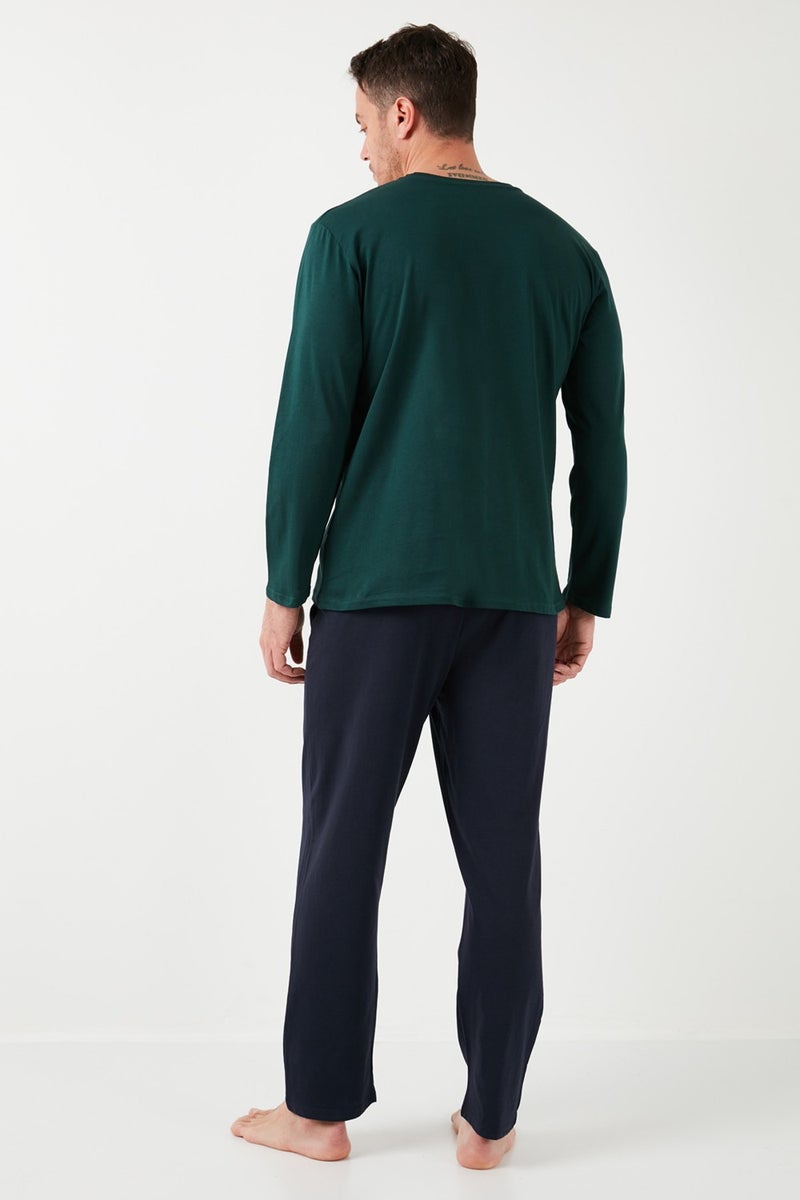 Buratti طقم بيجاما قطن عادي مناسب بأكمام طويلة للرجال مع خصر مرن 6572008  - Image 4
