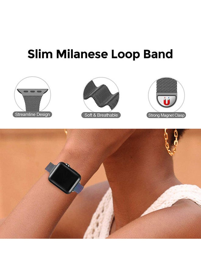 O Ozone - Slim Milanese Loop Strap For Apple Watch Series 10 9 8 7 6 5 4 SE, 38/40/41/42mm Stainless Steel Magnetic Wristband -Rose Gold - Image 1