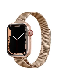 Slim Milanese Loop Strap For Apple Watch Series 10 9 8 7 6 5 4 SE, 38/40/41/42mm Stainless Steel Magnetic Wristband -Rose Gold