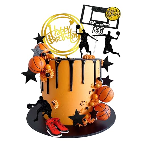DRWATE 17 PCS Basketball Cake Toppers Basketball Star Themed Cake Decorations for Boy Cake Topper Sport Cake Party Decorations Sports Party Supplies 1 - Image 1