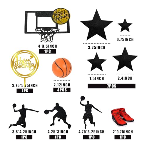 DRWATE 17 PCS Basketball Cake Toppers Basketball Star Themed Cake Decorations for Boy Cake Topper Sport Cake Party Decorations Sports Party Supplies 1 - Image 3