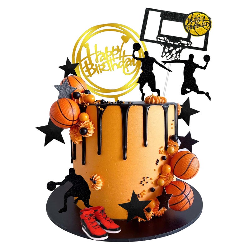DRWATE 17 PCS Basketball Cake Toppers Basketball Star Themed Cake Decorations for Boy Cake Topper Sport Cake Party Decorations Sports Party Supplies 1 - Image 2