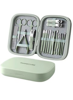 18 Piece Professional Pedicure And Nail Clipper Manicure Tool Kit Green