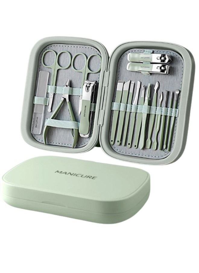 Generic - 18 Piece Professional Pedicure And Nail Clipper Manicure Tool Kit Green - Image 1