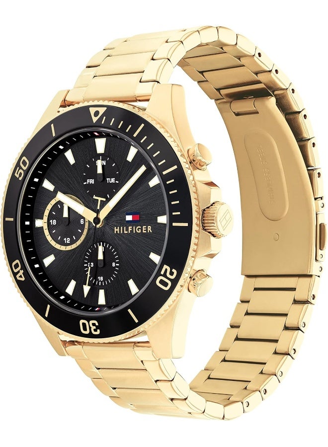 TOMMY HILFIGER Men's Black Dial Ionic Plated Thin Gold 2 Steel Watch - Image 2